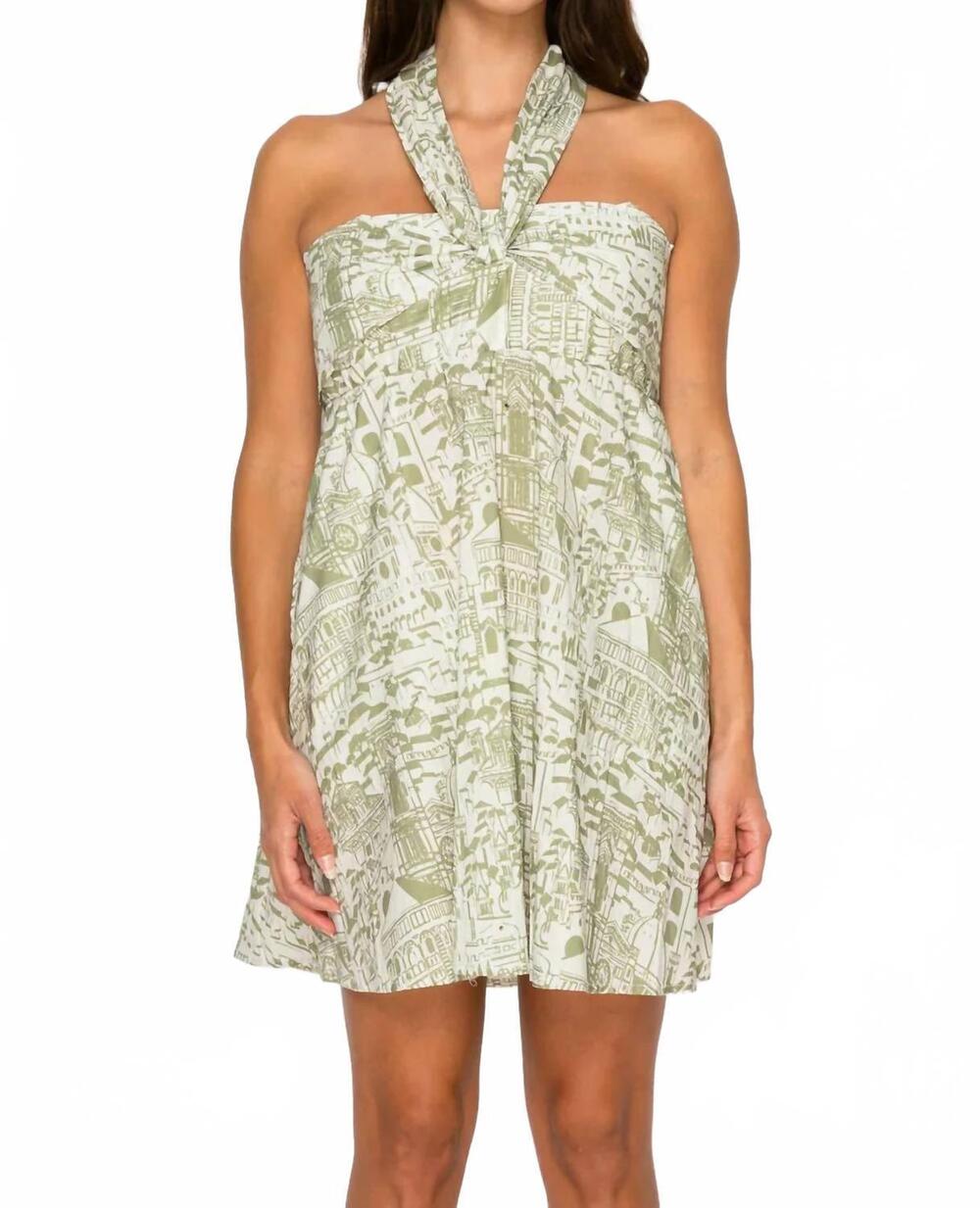 NEW MEET ME IN SANTORINI verdant bellezza halter dress in sage